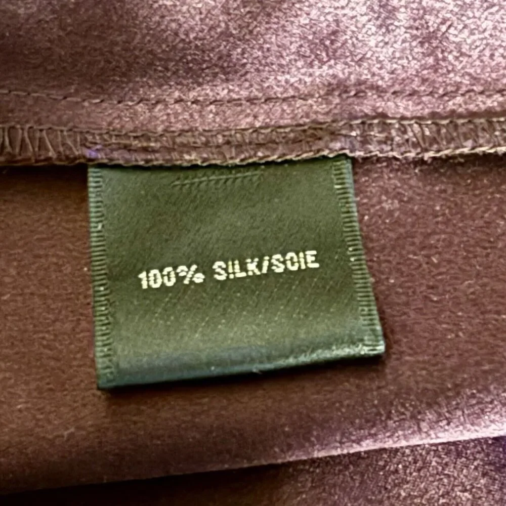 Lafayette 148 Size 6 Purple 100% Silk Chiffon Long Sleeve Blouse Career - Picture 6 of 8